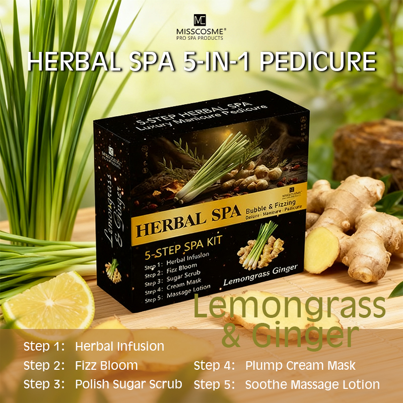 Deluxe Professional Grade Manicure and Pedicure Kit Products Herbal Pedicure Supplies Luxury 5 Step Foot Spa Pedicure Kit