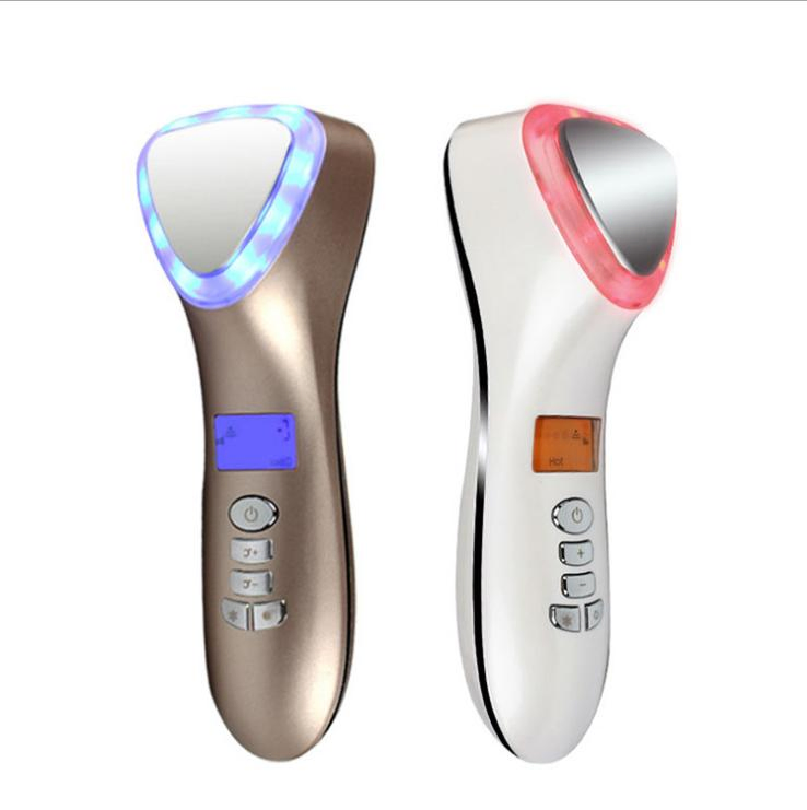 Home Use Beauty Device Multifunction Skin Care V Facial Lifting Vibrating Massager Red Photon Acne Treatment