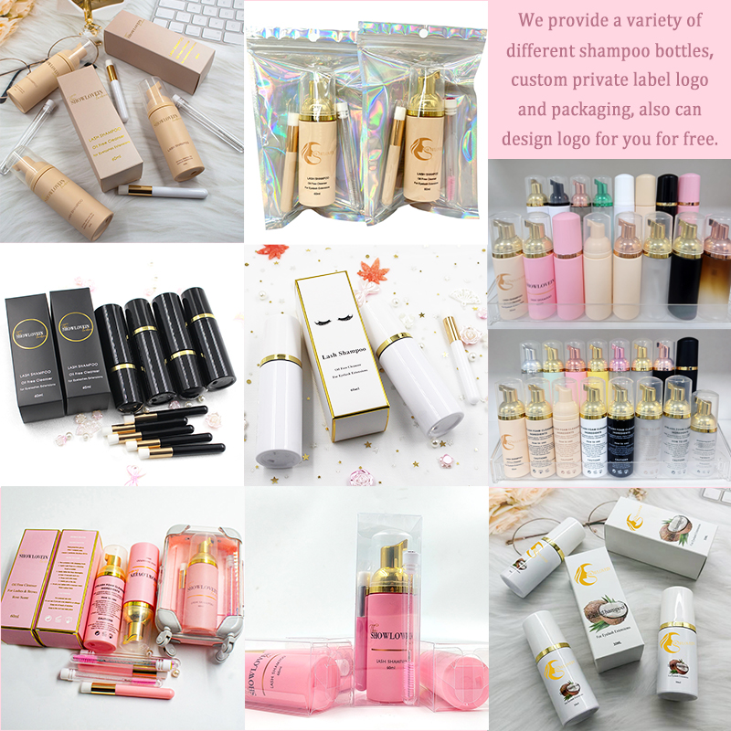 Vegan Lash Shampoo Foam Cleanser Bottle Private Label 60ml Sensitive Lash Shampoo Kit With Brush And USB Fan For Lash Salon