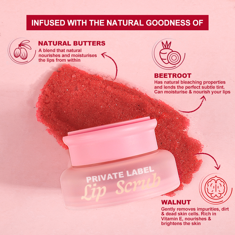 Natural Vegan Moisturizing Strawberry Lip Scrub Pink Package Hot Selling Lip Scrub