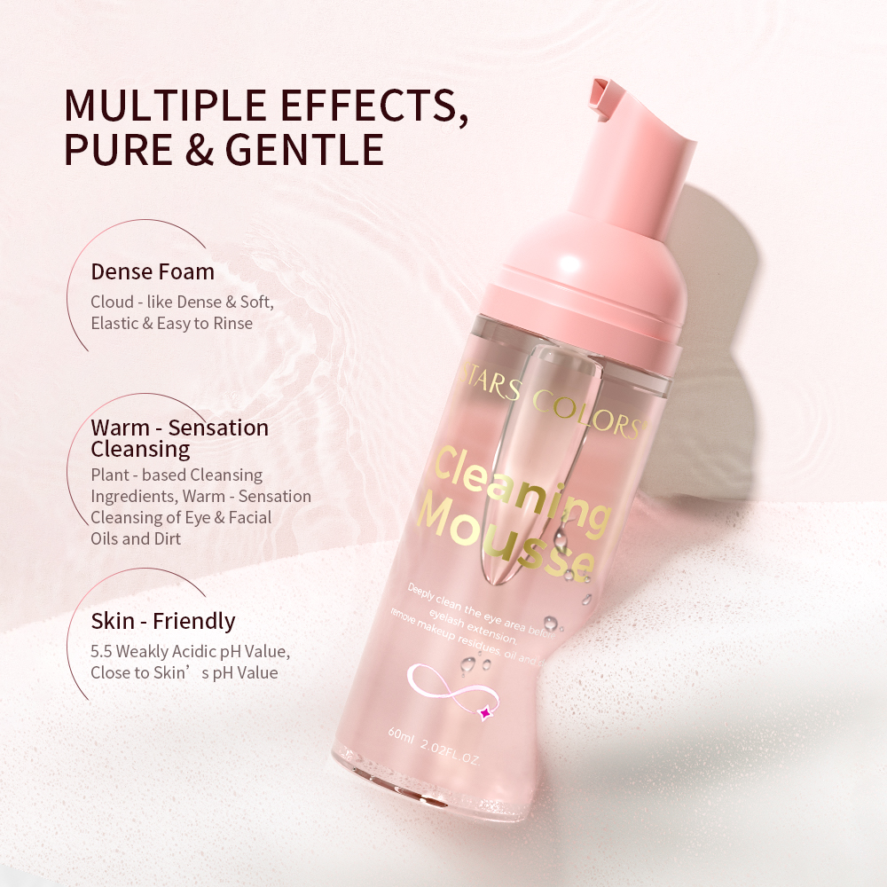 pH 5.5 Balanced Lash Shampoo Eyelash Extension Cleanser Oil Free Non-Irritating Eye Makeup Remover Gentle Foam Cleansing Mousse