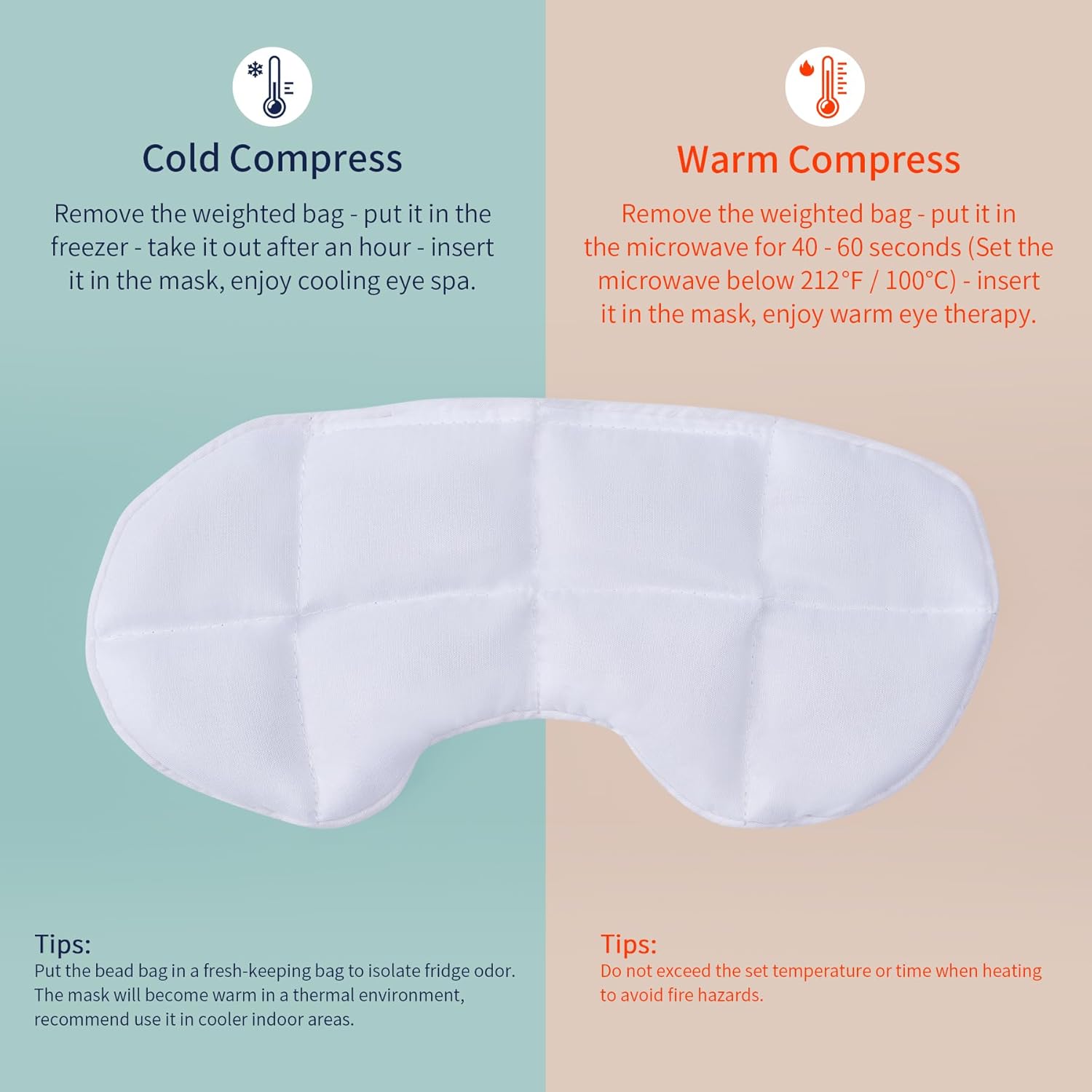 Weighted Eye Mask for Sleep Skin-friendly Light Blocking Eye Pillow Ultra-fine Glass Bead Bag for Headaches, Puffy Eyes , Sinus