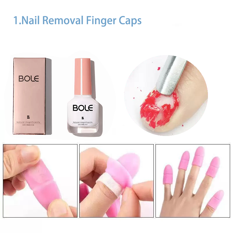 Manicure Care 5pcs Solid Set Pink Soft Silicone Nail Soak Caps Finger Gel Polish Removal Wraps Tool