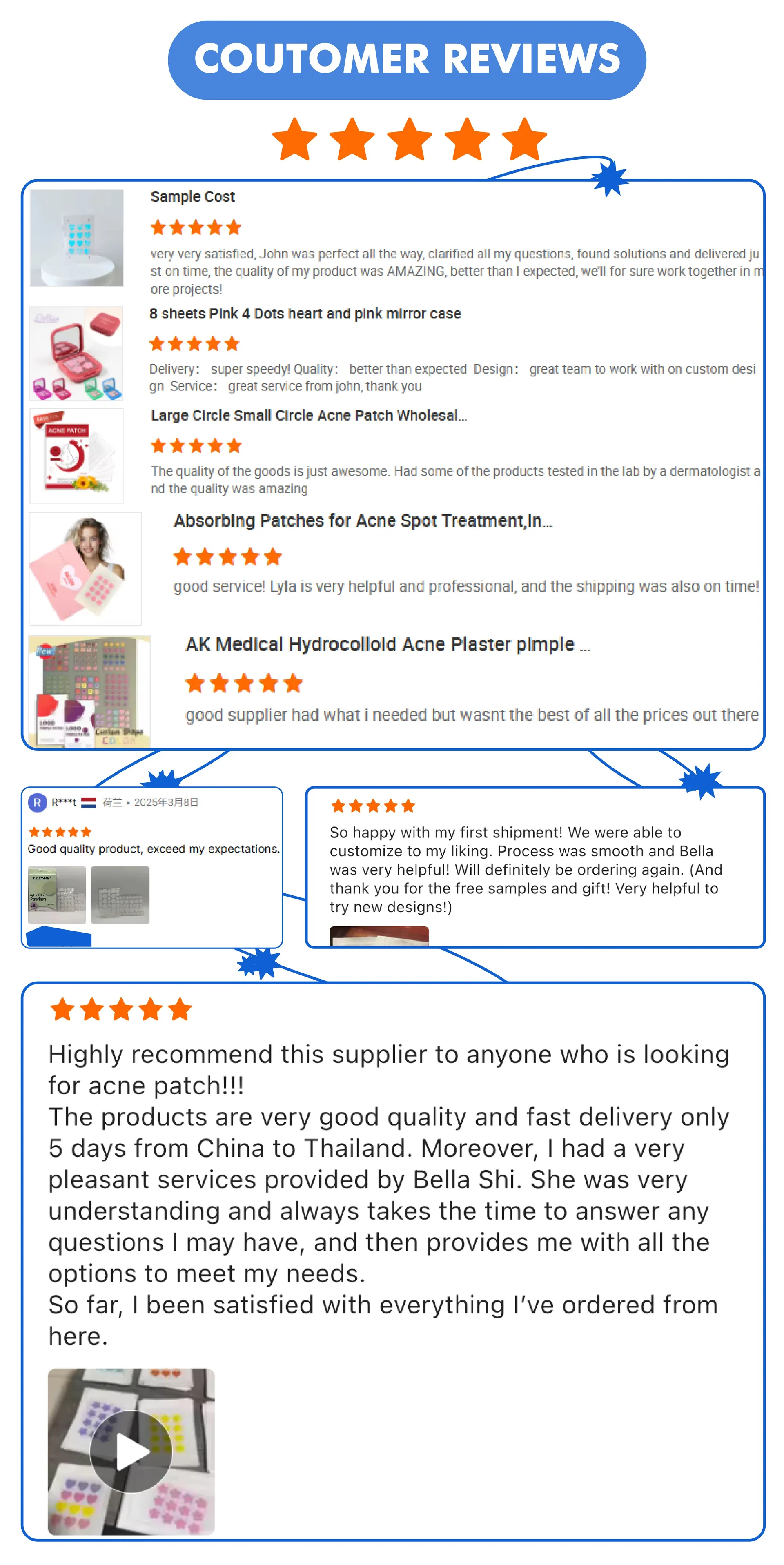 in Stock Custom Colorful Star Pimple Patches: Cute Acne Treatment