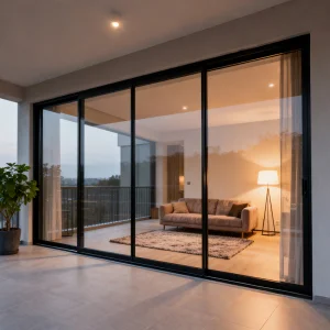 OUNA Customized Interior Patio Double Glazed Aluminium Wooden Door Sliding Doors High Sliding Glass Door