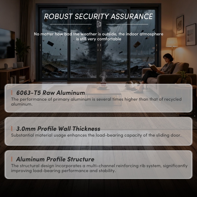 OUNA Customized Interior Patio Double Glazed Aluminium Wooden Door Sliding Doors High Sliding Glass Door