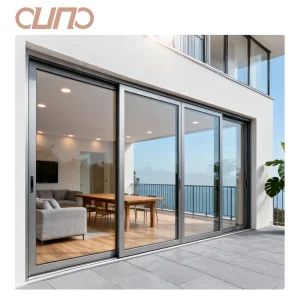 OUNA AS2047 Modern Slim Aluminum Double Glazed Tempered Glass Balcony Sliding Door Energy Saving Sliding Patio Doors