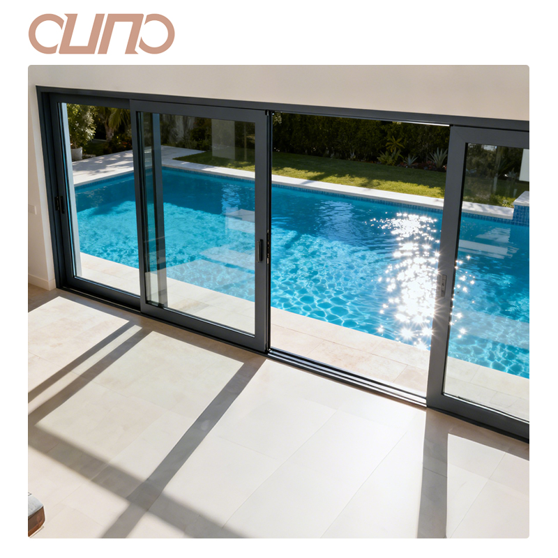 OUNA Hot Sale Energy Efficiency Customized Double Glazed Tempered Glass Thermal Break Aluminum Lift Sliding Living Room Door