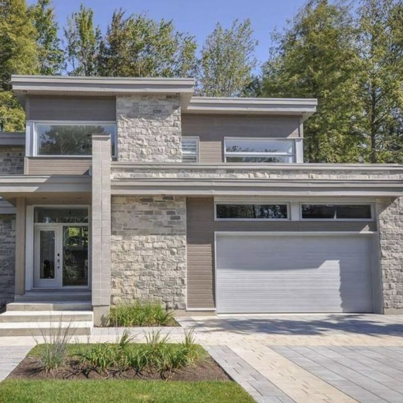 OUNA Modern 9 Feet X 8 Feet American Garage Door Features Aluminum Door in the Middle for Houses
