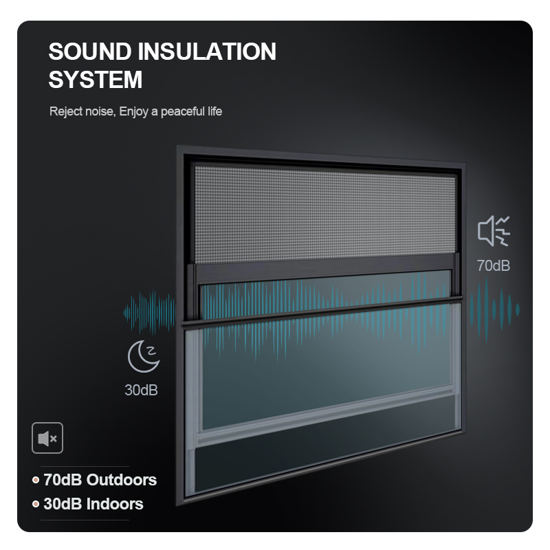 OUNA Large Size Electric Lift Window Double Tempered Glass Aluminum Motor Smart Vertical Sliding Windows with Mesh Screen