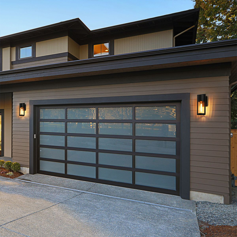 OUNA Modern 9 Feet X 8 Feet American Garage Door Features Aluminum Door in the Middle for Houses