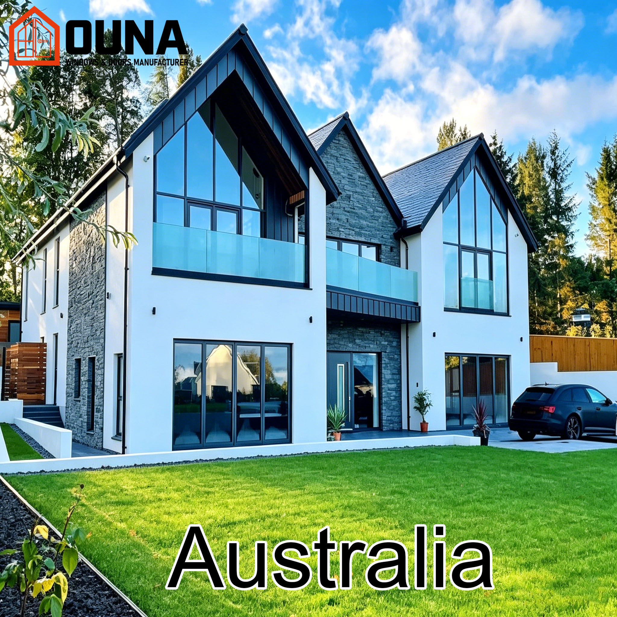 OUNA Australia Project As2047 Certified Hurricane Impact Proof Front Entry Door Aluminum Sliding Door Fixed Other Windows