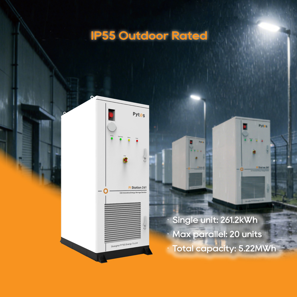 Pytes 261KWh Outdoor Energy Storage Cabinet C&amp;I LiFePO4 BESS Commercial Industrial ESS On-Grid Solar Microgrid System