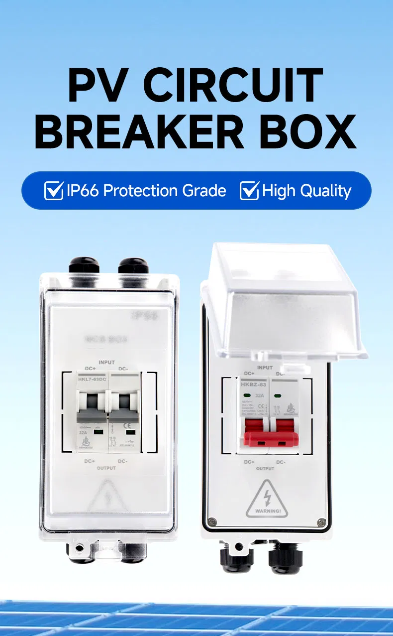 2p DC500V 1000V 6A-63A MCB PV Combiner Box - Ht-2 2 Way 1 in 1 out, Waterproof Distribution Box IP65 for Solar Panel System (Circuit Breaker Included)