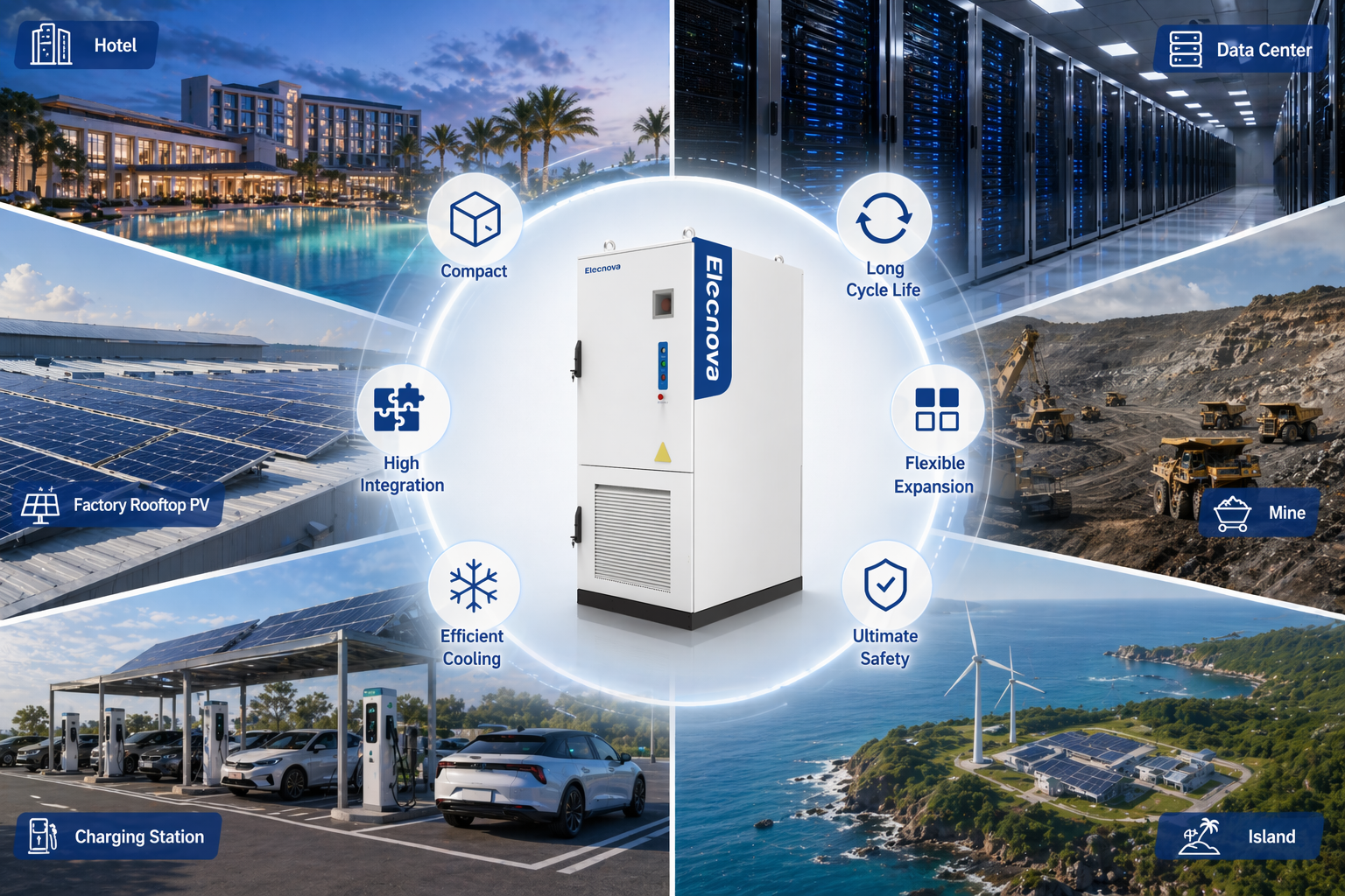 All-in-one Liquid Cooling ESS Cabinet ECO-E261LP-2A Battery Energy Storage System for C&amp;I Applications