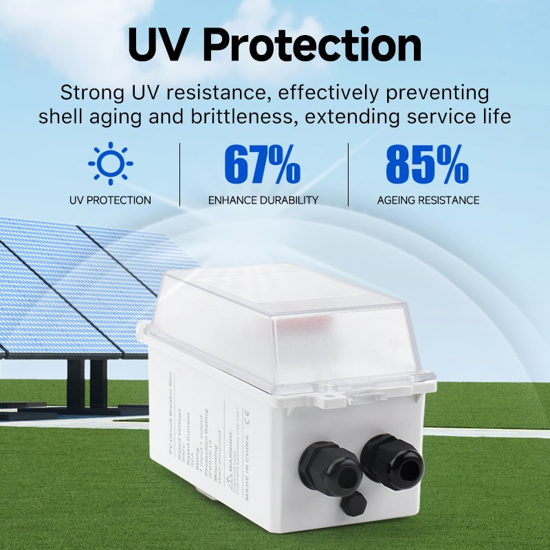 2p DC500V 1000V 6A-63A MCB PV Combiner Box - Ht-2 2 Way 1 in 1 out, Waterproof Distribution Box IP65 for Solar Panel System (Circuit Breaker Included)