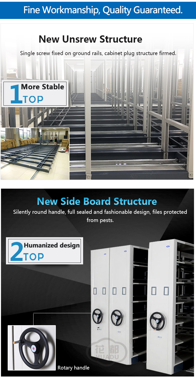Storage Filing System Smart Movable Archive Galvanized Rack Mobile Compact Shelving Tracking System for Storage