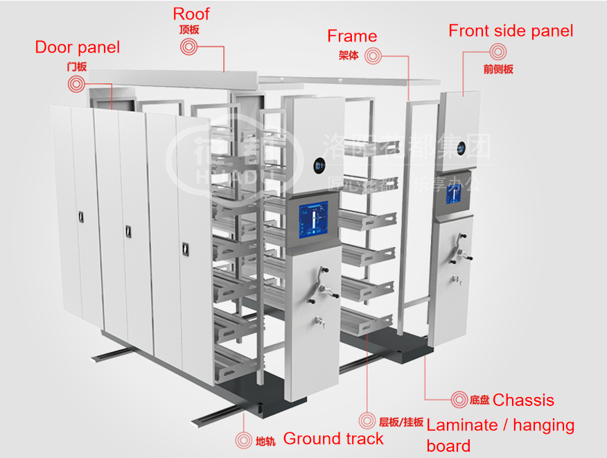 Storage Filing System Smart Movable Archive Galvanized Rack Mobile Compact Shelving Tracking System for Storage