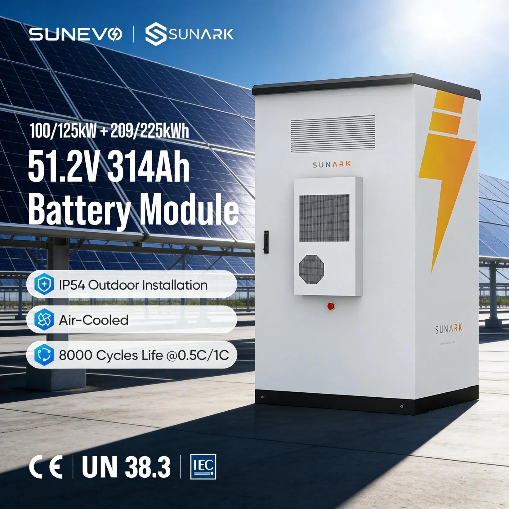 100kw 225kwh Bess Solar Battery Energy Storage System Outdoor Cabinet for Industrial Backup