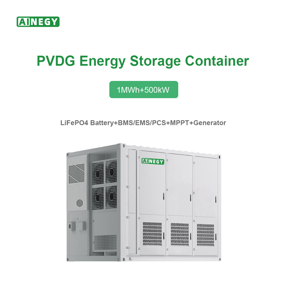 AINEGY 10ft Liquid Cooling 1MWh+500kW PVDG BESS Lfp Container Battery Energy Storage Commercial And Industrial Power Station