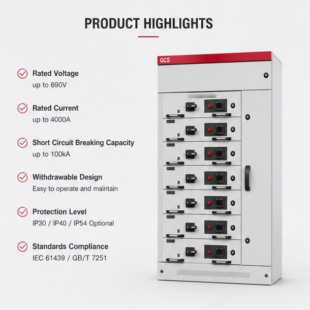 Low Voltage GCS Switchgear Low Voltage MNS Heavy-Duty for Buildings Type Tested IEC 61439 Standard
