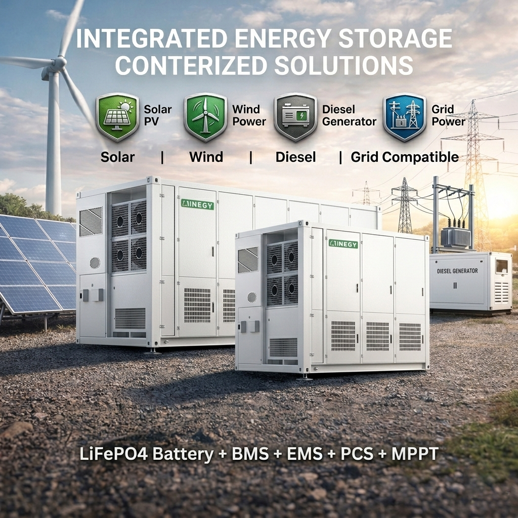 AINEGY C&amp;I Energy Storage Cabinet Lithium Battery Cabinet Outdoor IP54 IP55 Battery Cabinet with Inverter EMS BMS