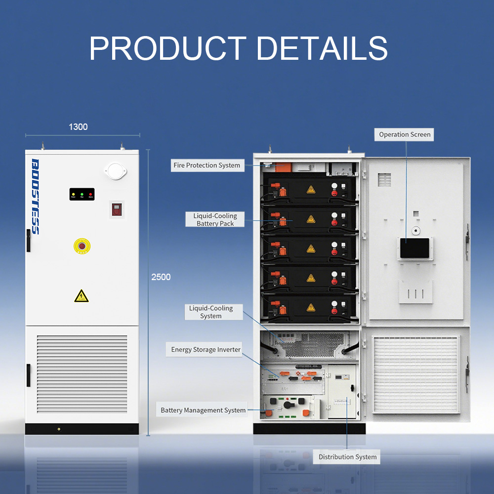 Boostess 125kW/261kWh All-In-One Liquid-Cooled 8000-Cycle C&amp;I Cabinet 314Ah Industrial Commercial Energy Storage Lithium Ion LFP