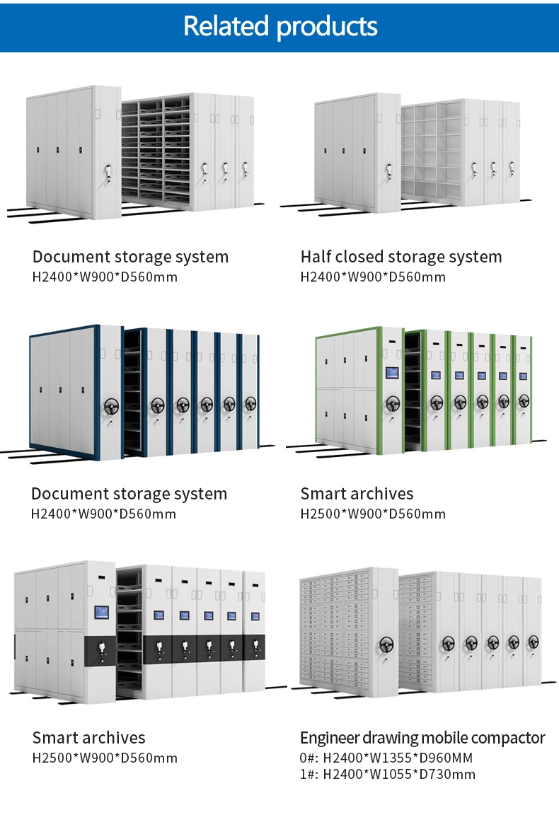 Storage Filing System Smart Movable Archive Galvanized Rack Mobile Compact Shelving Tracking System for Storage