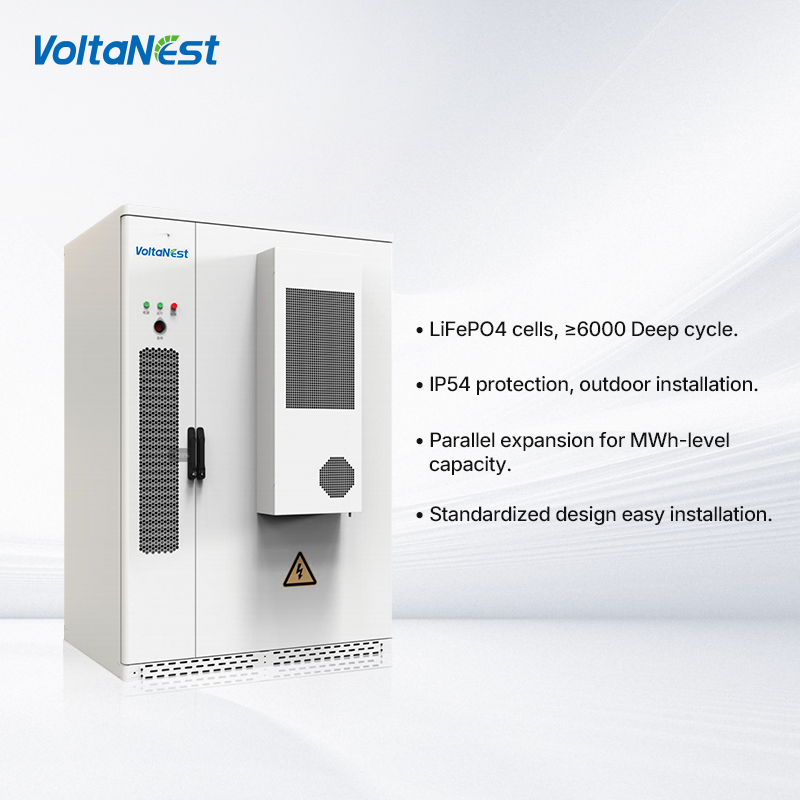 VoltaNest 100kW 215kWh LFP Battery Solar Energy Storage System High Voltage C &amp; I ESS Cabinet Commercial and Industrial