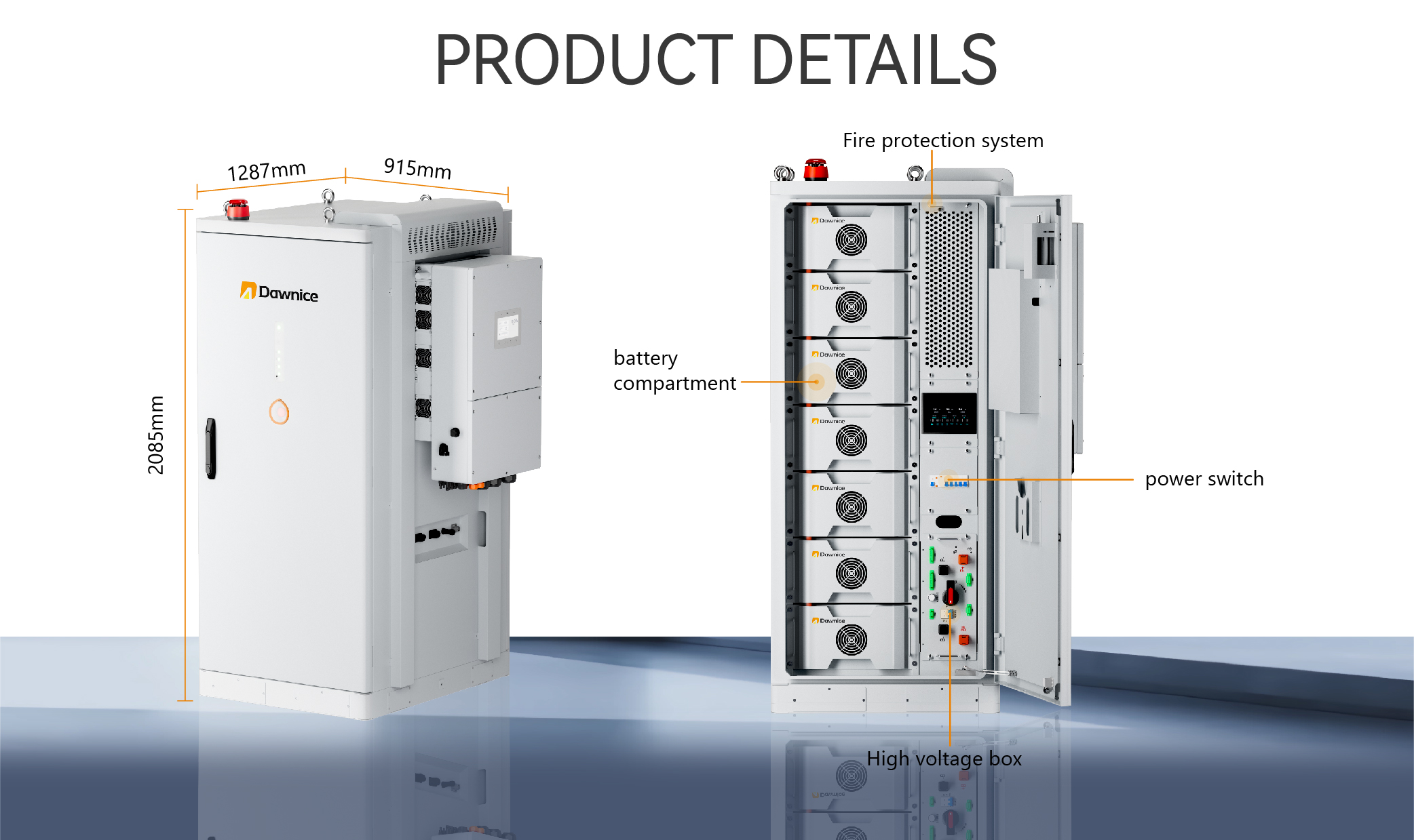 Dawnice 50kw Industrial Battery Storage 100kWh 112kWh Solar Energy System Cabinet With Bess HV Lithium Ion Battery Kit for C&amp;I