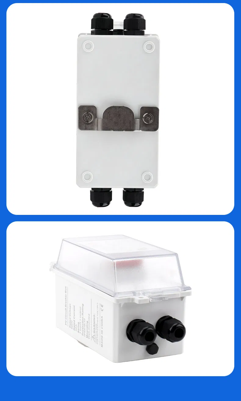 2p DC500V 1000V 6A-63A MCB PV Combiner Box - Ht-2 2 Way 1 in 1 out, Waterproof Distribution Box IP65 for Solar Panel System (Circuit Breaker Included)