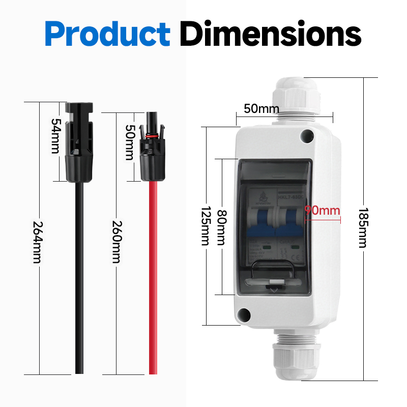 63A 600V DC Solar Disconnect Switch - IP65 Outdoor Isolator Box for PV System, Emergency Maintenance &amp; Safety Shutdown