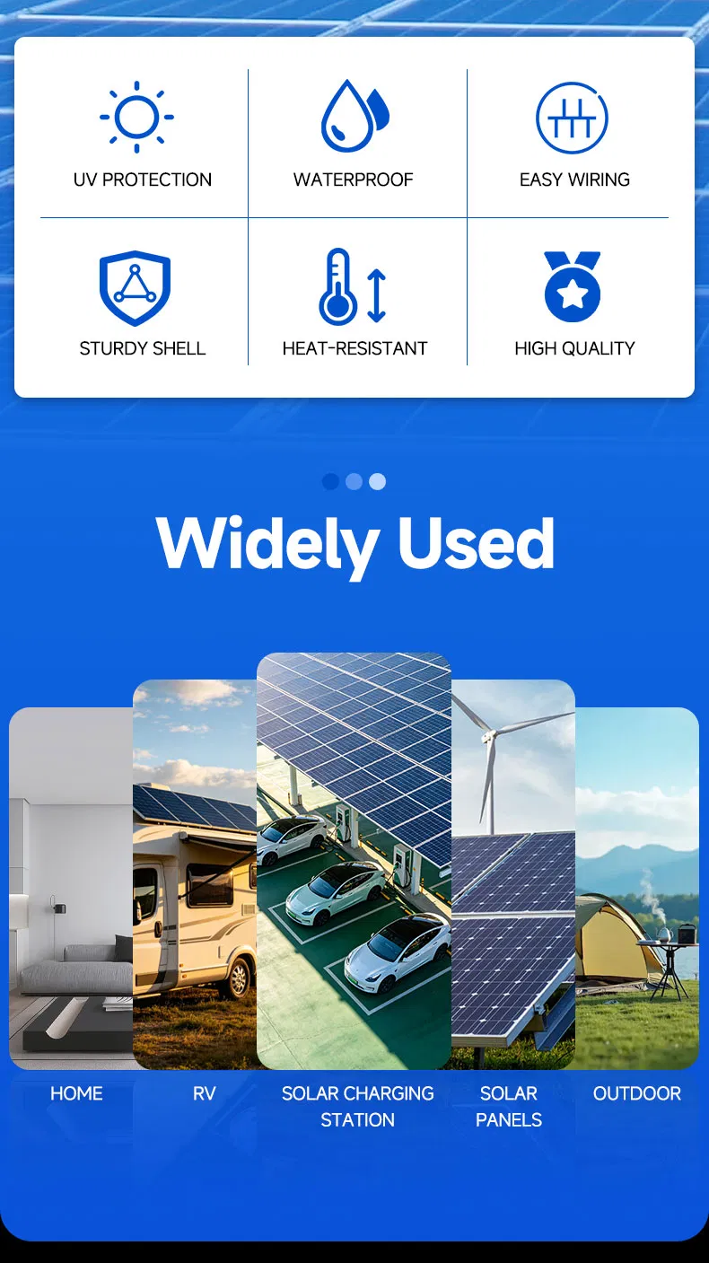 2p DC500V 1000V 6A-63A MCB PV Combiner Box - Ht-2 2 Way 1 in 1 out, Waterproof Distribution Box IP65 for Solar Panel System (Circuit Breaker Included)