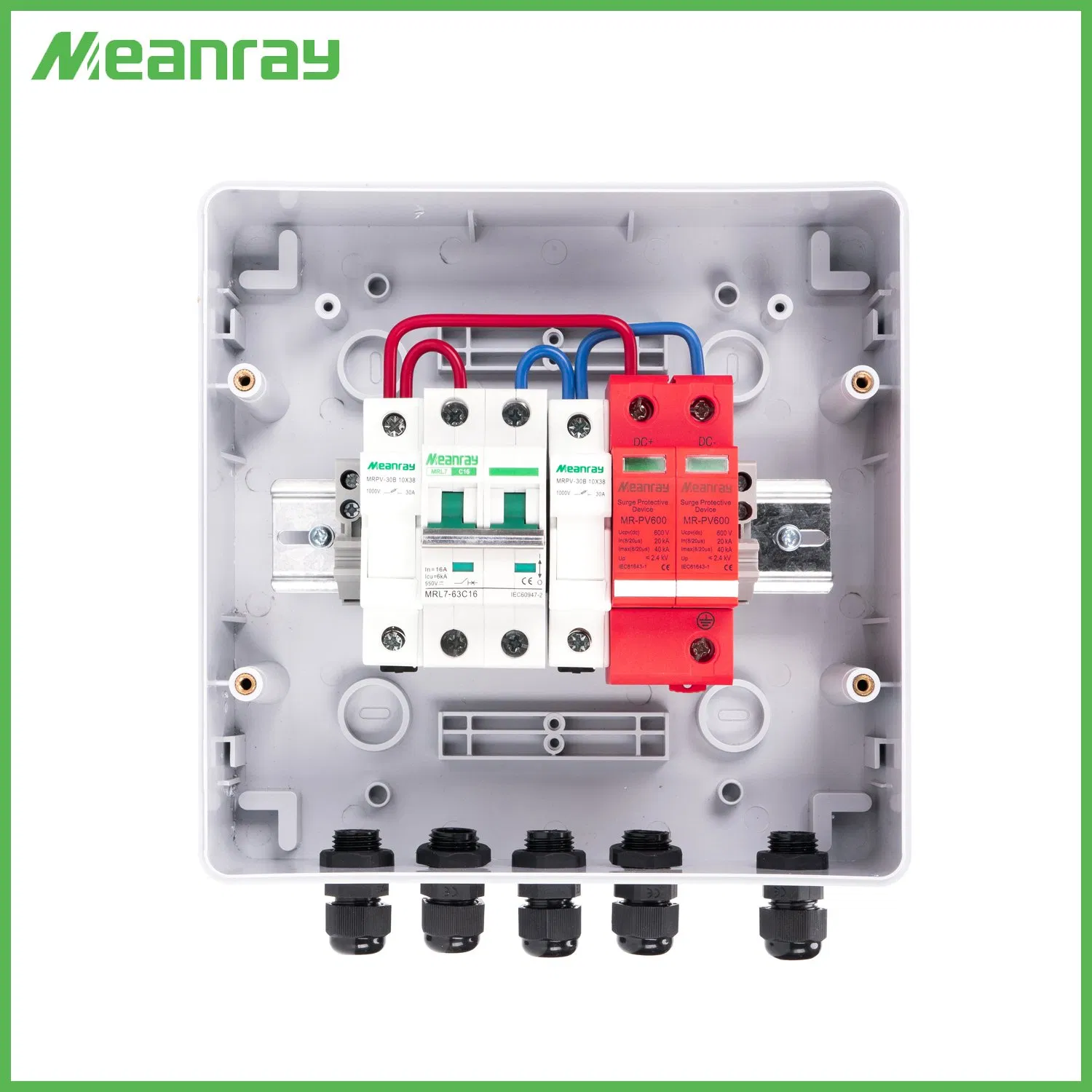 PV String Combiner Box 600V DC System PV Array 2 in 2 out Plastic Box