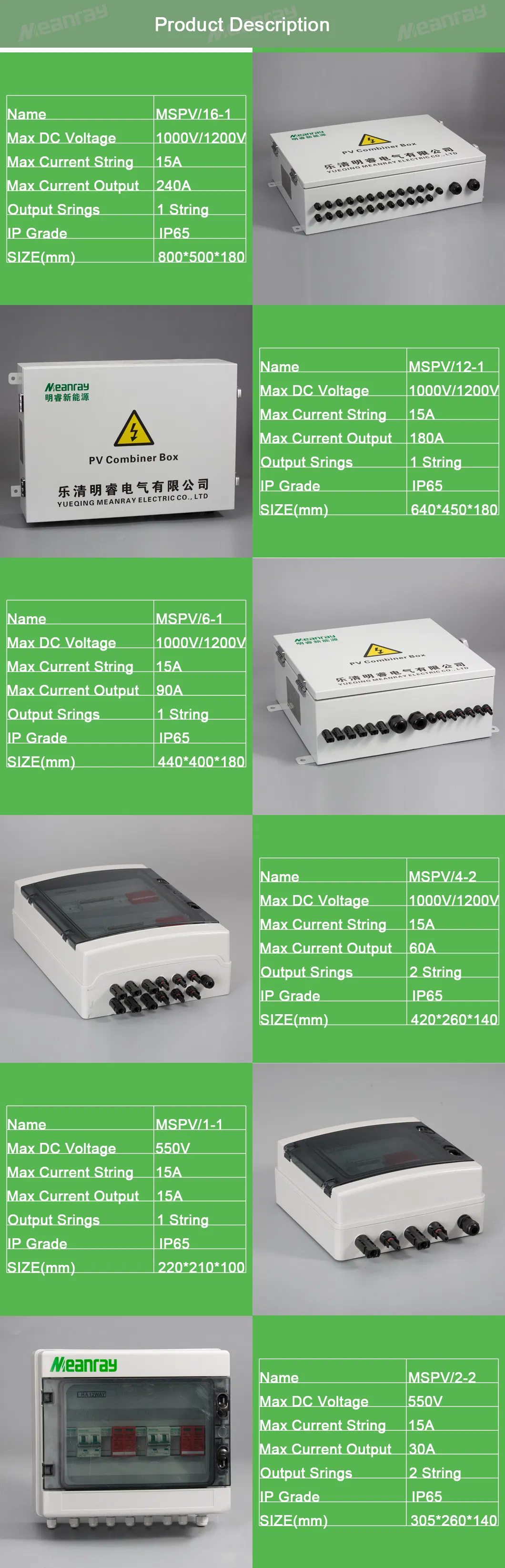 PV12/1 1000VDC PV String Combiner Box for Solar Array with Monitoring