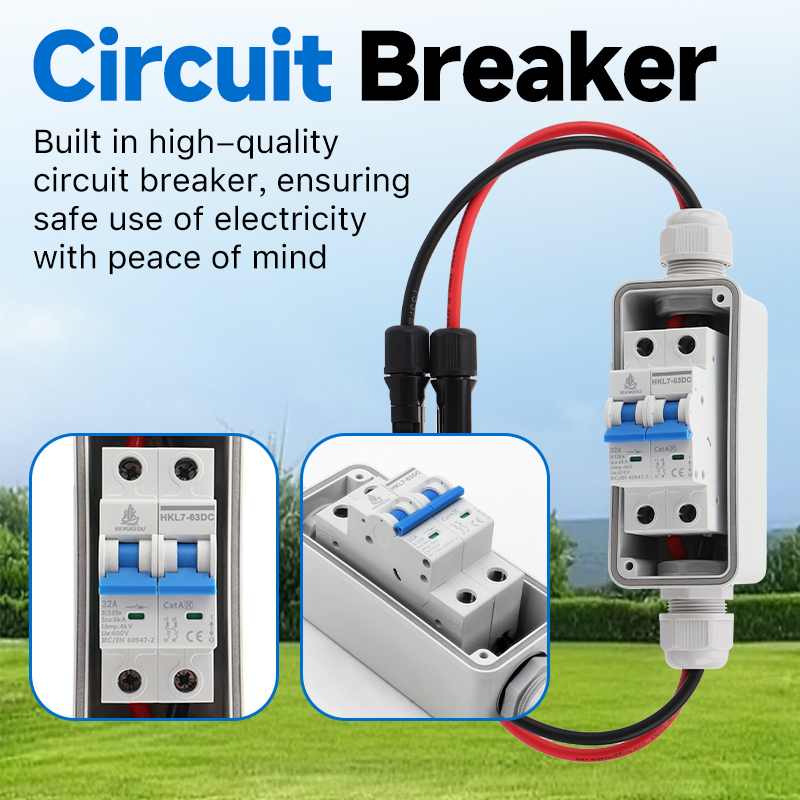 63A 600V DC Solar Disconnect Switch - IP65 Outdoor Isolator Box for PV System, Emergency Maintenance &amp; Safety Shutdown