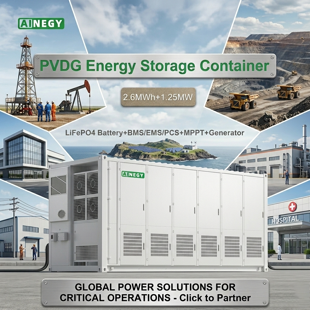 AINEGR Off Grid Battery Storage System Hybrid Energy Storage Industrial Microgrid Solution Grid Tied BESS System