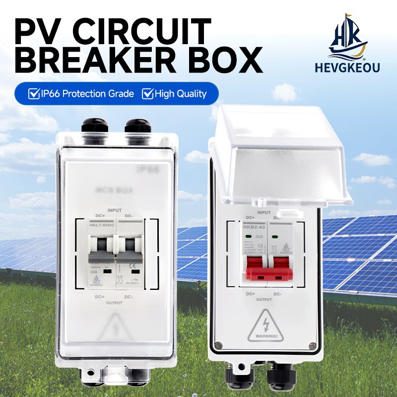 2p DC500V 1000V 6A-63A MCB PV Combiner Box - Ht-2 2 Way 1 in 1 out, Waterproof Distribution Box IP65 for Solar Panel System (Circuit Breaker Included)