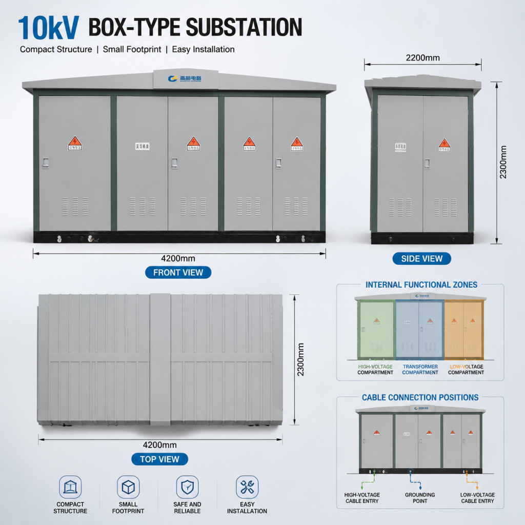 10kV Prefabricated Package Substation 50kVA To 2500kVA ONAN IP33 OEM Customization Available Factory