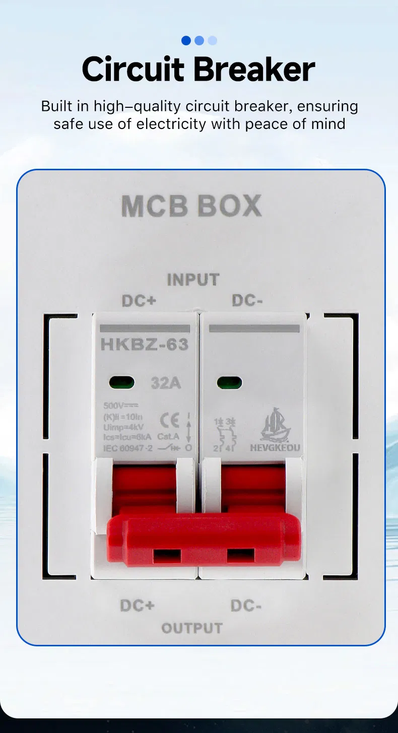 2p DC500V 1000V 6A-63A MCB PV Combiner Box - Ht-2 2 Way 1 in 1 out, Waterproof Distribution Box IP65 for Solar Panel System (Circuit Breaker Included)