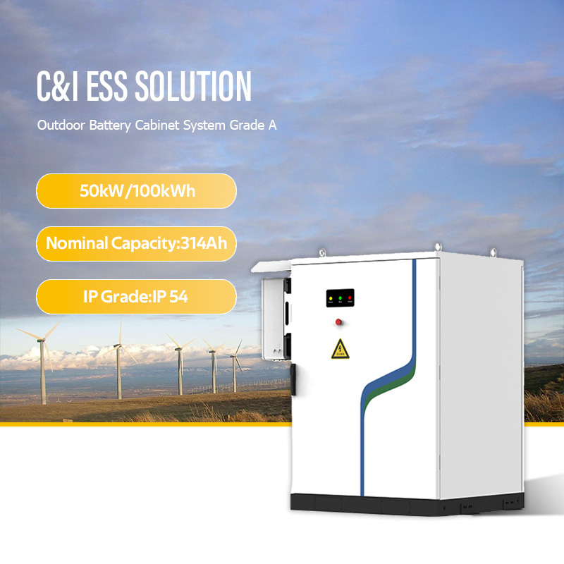 50kW 100kWh 358V Outdoor Air-Cooled Industrial Commercial C&amp;I ESS BESS Cabinet for Solar Hybrid Microgrid and Backup Power