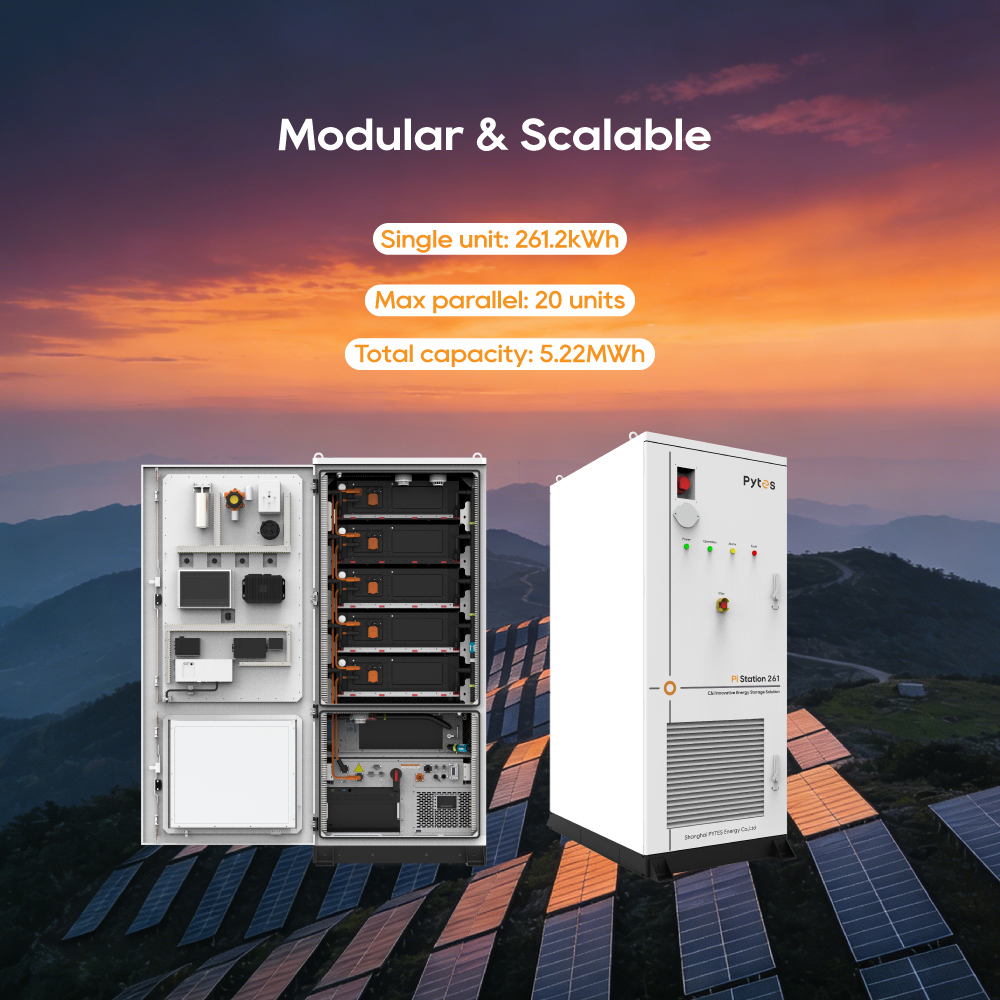 Pytes 261KWh Outdoor Energy Storage Cabinet C&amp;I LiFePO4 BESS Commercial Industrial ESS On-Grid Solar Microgrid System