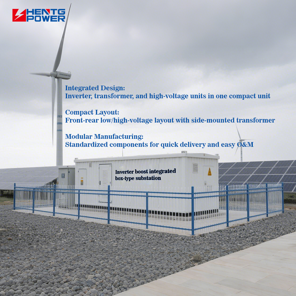 HENTG Power Prefabricated Box Type Substation For Solar Wind Compatible 50/60Hz Three-Phase MV&amp;HV Transformers Renewable Energy