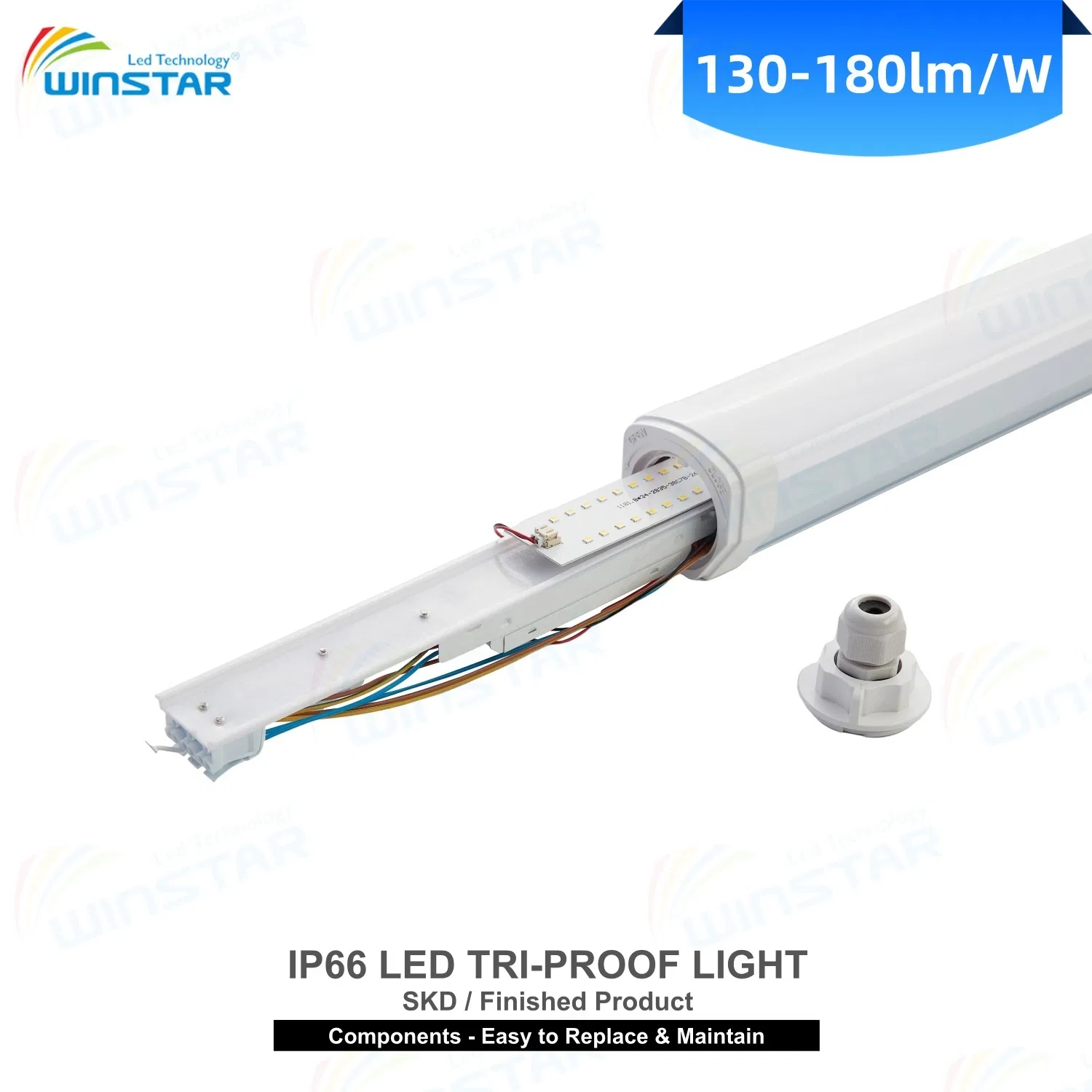 IP66 LED Tri-Proof Light Batten Linkable 60/120/150cm LED Linear Light for Supermarket Mall Exhibition Hall Commercial Display SKD Available