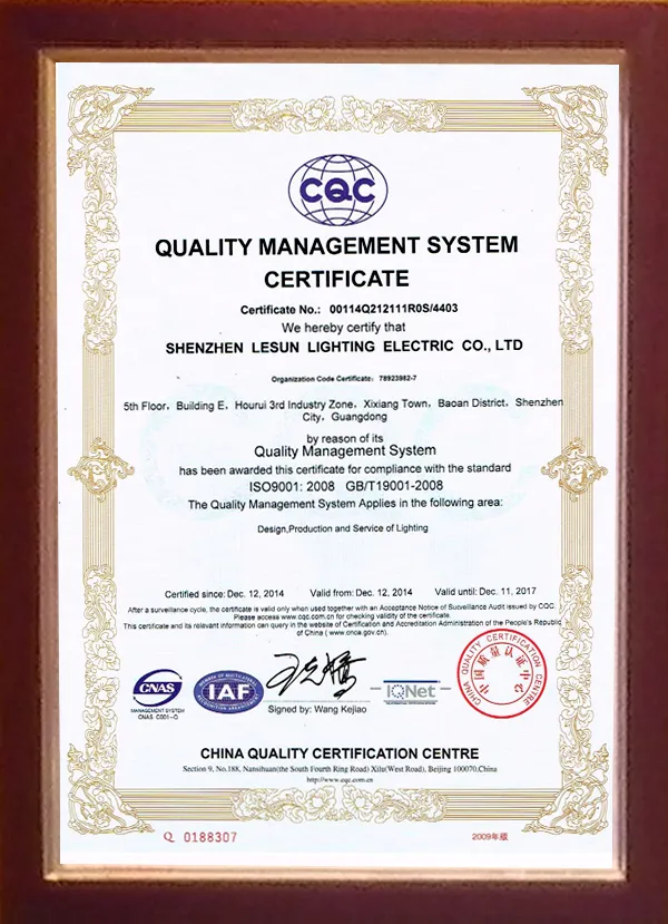 Quality Certificate 1