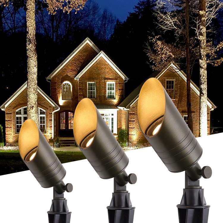 Anti-Glare Solid Brass Stake Garden Lights Outdoor Waterproof LED Landscaping up Spotlights