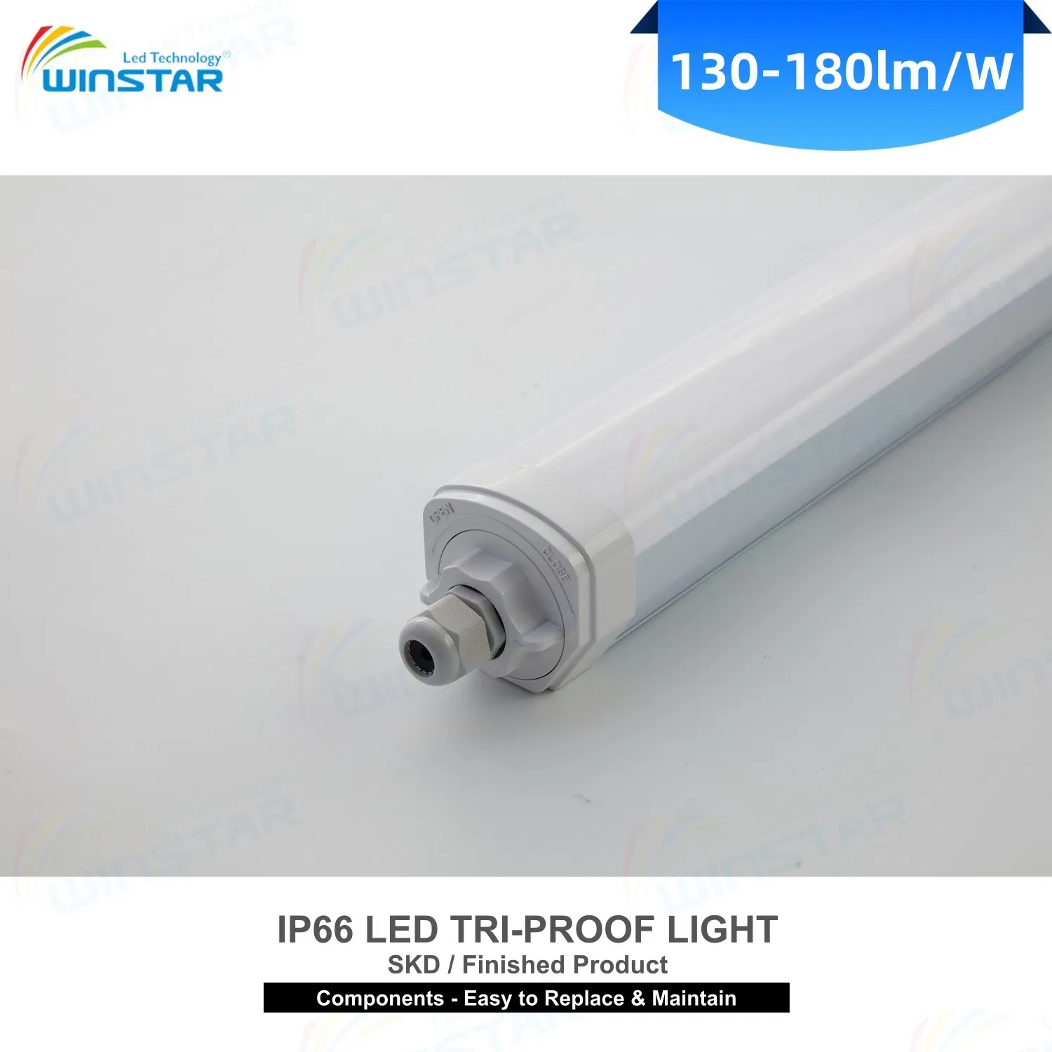 IP66 Ik08 LED Tri-Proof Light Batten 60cm 120cm 150cm CE RoHS Certified Linkable Linear Light for Warehouse Factory Garage Workshop, SKD &amp; Finished Available