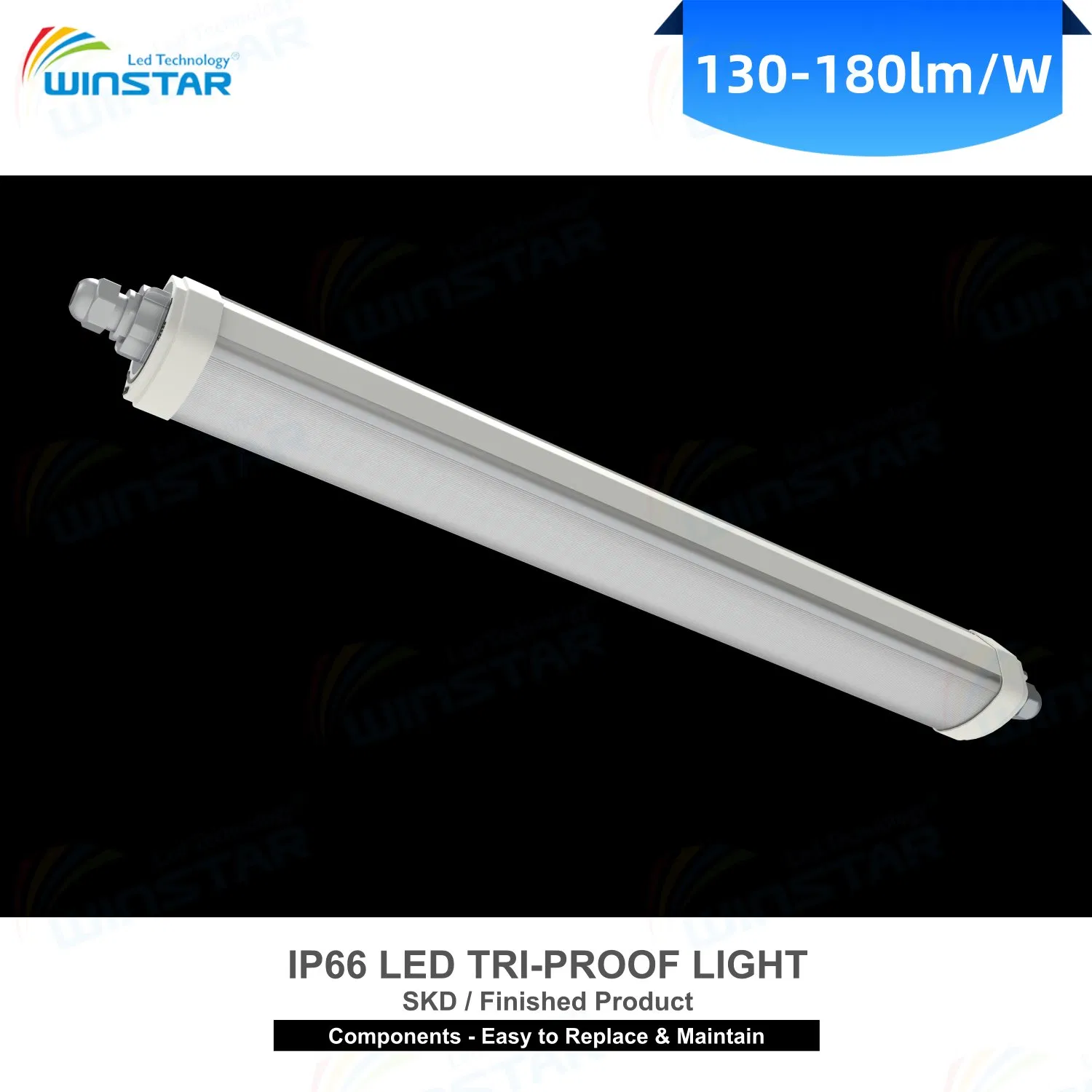 IP66 Ik08 LED Tri-Proof Light Batten 60cm 120cm 150cm CE RoHS Certified Linkable Linear Light for Warehouse Factory Garage Workshop, SKD &amp; Finished Available