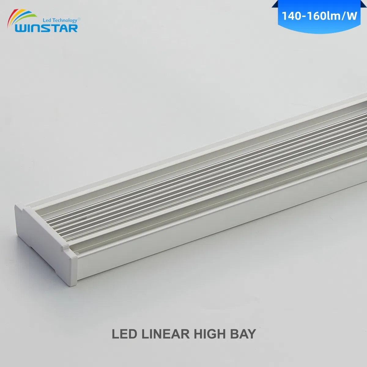 160lm/W Ultra High Efficiency LED Linear High Bay Light 180W 240W Flicker-Free Ceiling Mount Industrial Lighting for Factory Production Line Warehouse Logistics