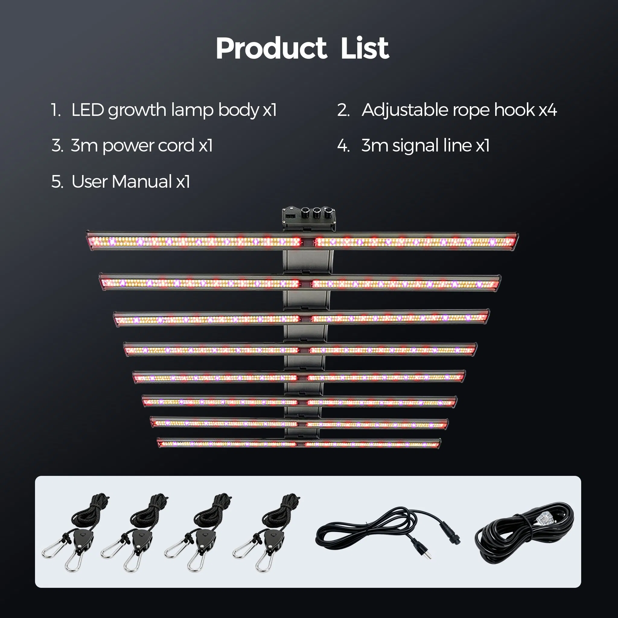 860W Full Spectrum+UV+IR 8bars 2-Channel Dimmable Detachable LED Grow Light for Medicinal Herbs Seeds Plant Growth